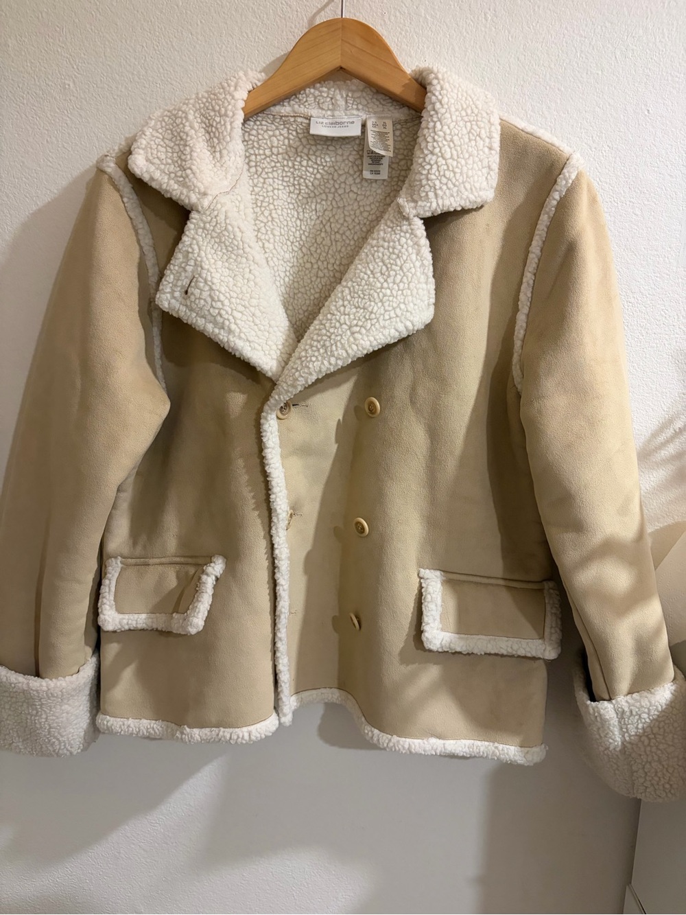 Liz Claiborne Cream Teddy Sherpa Peacoat